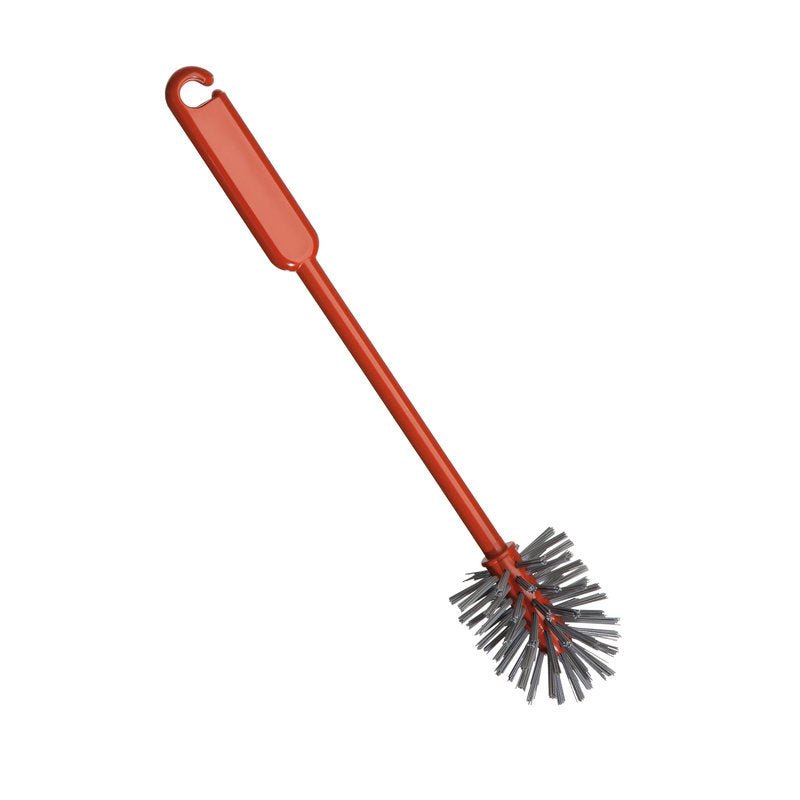 Une BROSSE CYLINDRIQUE METALLDETECT de Haug Bürsten KG, en PBT gris avec des poils de 0,60 mm, taille 320x⌀70mm, isolée sur fond blanc.