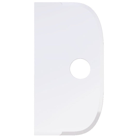 La raclette grande, en PP, flexible, 230 x 118 mm de Haug Bürsten KG est un racleur rectangulaire en polypropylène de couleur blanche, aux bords arrondis, dont le côté droit est bombé et qui comporte un trou circulaire au centre. Le fond est d'un blanc uni.