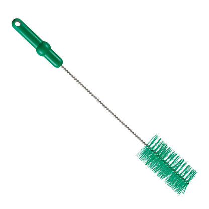 La BROSSE À TUBE ø 0,50MM MOYEN 500Xø 60MM de Haug Bürsten KG a une poignée verte avec trou de suspension, un long manche en métal et des poils cylindriques de 50mm - parfaite pour le nettoyage des pipes.