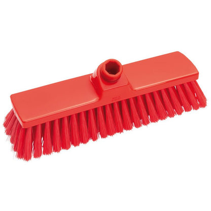 Le BALAI, PBT SOUPLE 300 x 70 x 50 mm, NON FENDU, de Haug Bürsten La brosse KG est dotée d'une tête rouge rectangulaire, de poils souples en PBT disposés en rangées, ainsi que d'un emboîtement central destiné à accueillir le manche.