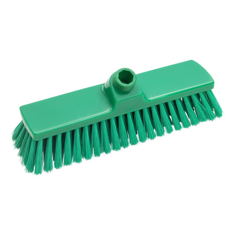 Le Haug Bürsten KG BESEN, PBT SOUPLE 300X70X50MM, NON FENDU est une tête de balai verte dotée de poils souples en PBT pour un nettoyage efficace des sols, qui peut être fixée à un manche pour balayer.