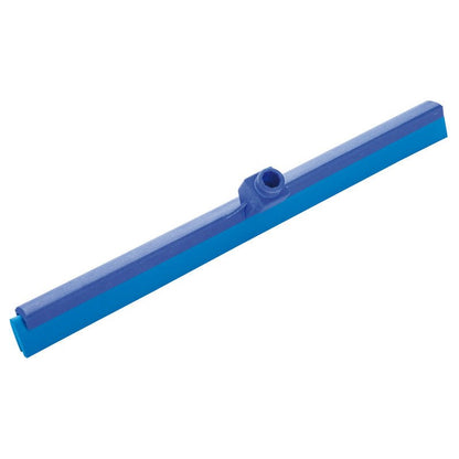 Le RACLETTE À EAU, 2 LÈVRES, 620 MM de Haug Bürsten KG est une raclette en plastique bleu avec un support de manche central et deux lèvres en caoutchouc pour un enlèvement efficace des liquides lors du nettoyage des sols.