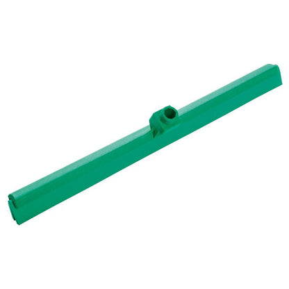 Le RACLETTE À EAU, 2 LÈVRES, 620 MM de Haug Bürsten KG est une tête de raclette en plastique vert avec un support central pour la fixation du manche - parfait pour un nettoyage efficace des sols.