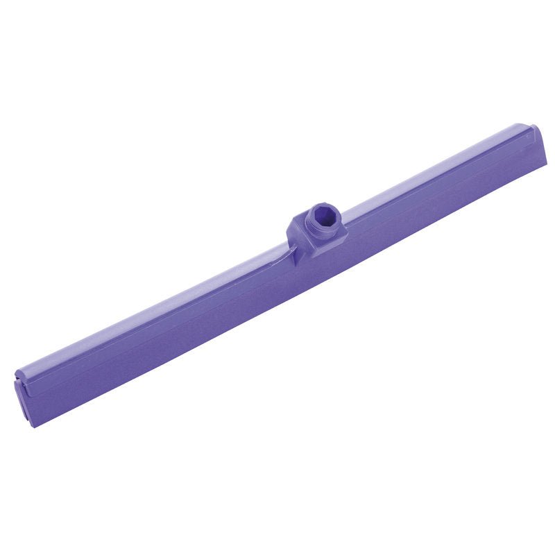Le Haug Bürsten KG RACLETTE À EAU, 2 LÈVRES, 620 MM a une lame violette, droite, rectangulaire avec une prise centrale, idéale pour le nettoyage des sols. Illustrée sur un fond blanc.