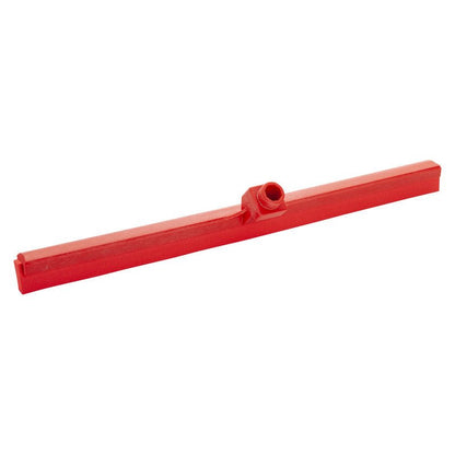 Le Haug Bürsten KG WASSERSCHIEBER, 1-LIPPIG, 620MM est une tête de racloir en plastique rouge avec fixation centrale du manche, idéale pour une élimination efficace de l'eau, illustrée sur fond blanc.