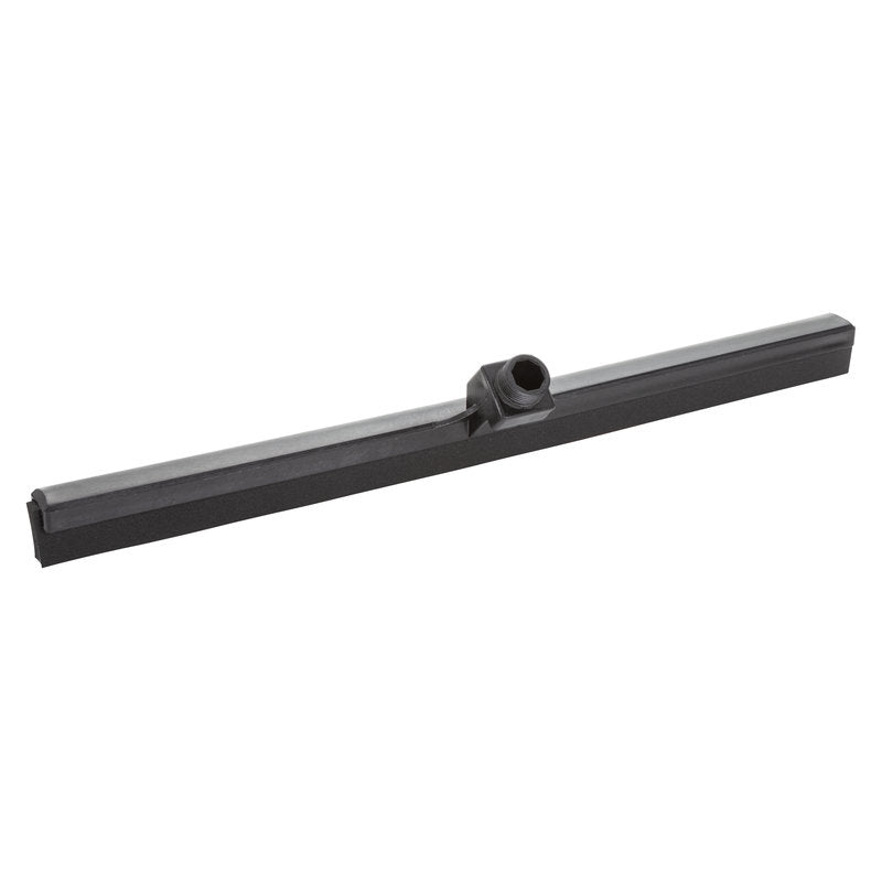 Le Haug Bürsten KG WASSERSCHIEBER, 1-LIPPIG, 620MM est une raclette en caoutchouc noir avec un raccord central en plastique, idéale pour l'élimination efficace de l'eau et pour garder les sols secs et propres. Illustré sur fond blanc.