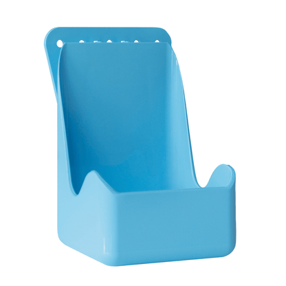 Les supports muraux « Mains » de Paul Hartmann AG, adaptés aux flacons de 500 ml, bleus, lot de 2 pièces, en plastique, avec un dos haut et une partie avant ouverte ; idéaux pour le rangement de désinfectant pour les mains ; matériel de fixation inclus.