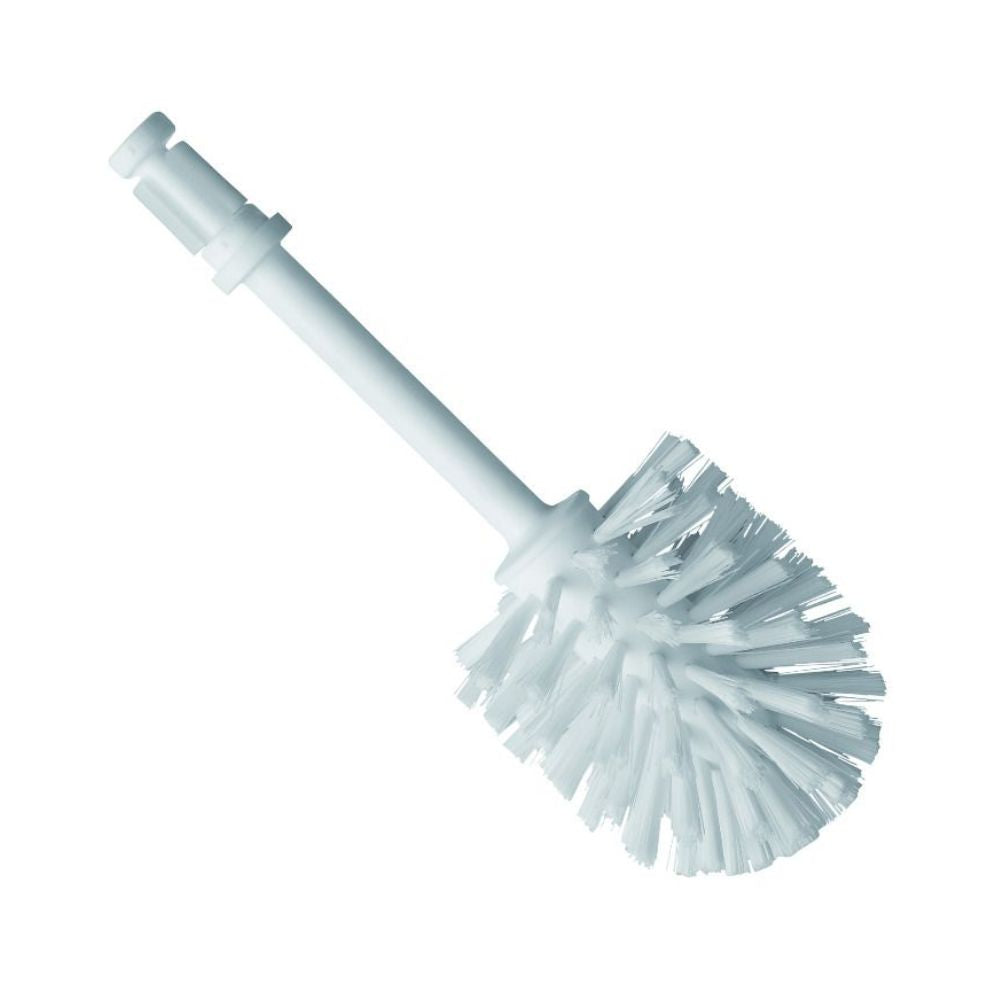 La tête de brosse de rechange WC ronde Haug Bürsten KG est une tête de brosse de toilette blanche avec des poils rigides, idéale pour le nettoyage hygiénique, présentée sur un fond simple.