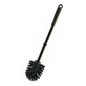 Une petite brosse WC ronde Haug ø 75 mm PP Noir, fabriquée par Haug Bürsten KG, dispose d'un long manche en polypropylène avec une tête de brosse ronde et comporte un petit trou pour un accrochage facile.