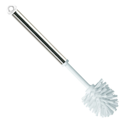 La brosse WC ronde Haug de Haug Bürsten KG dispose d'une tête de brosse ronde, d'un manche en métal chromé avec œillet de suspension et est conçue pour le nettoyage sanitaire.