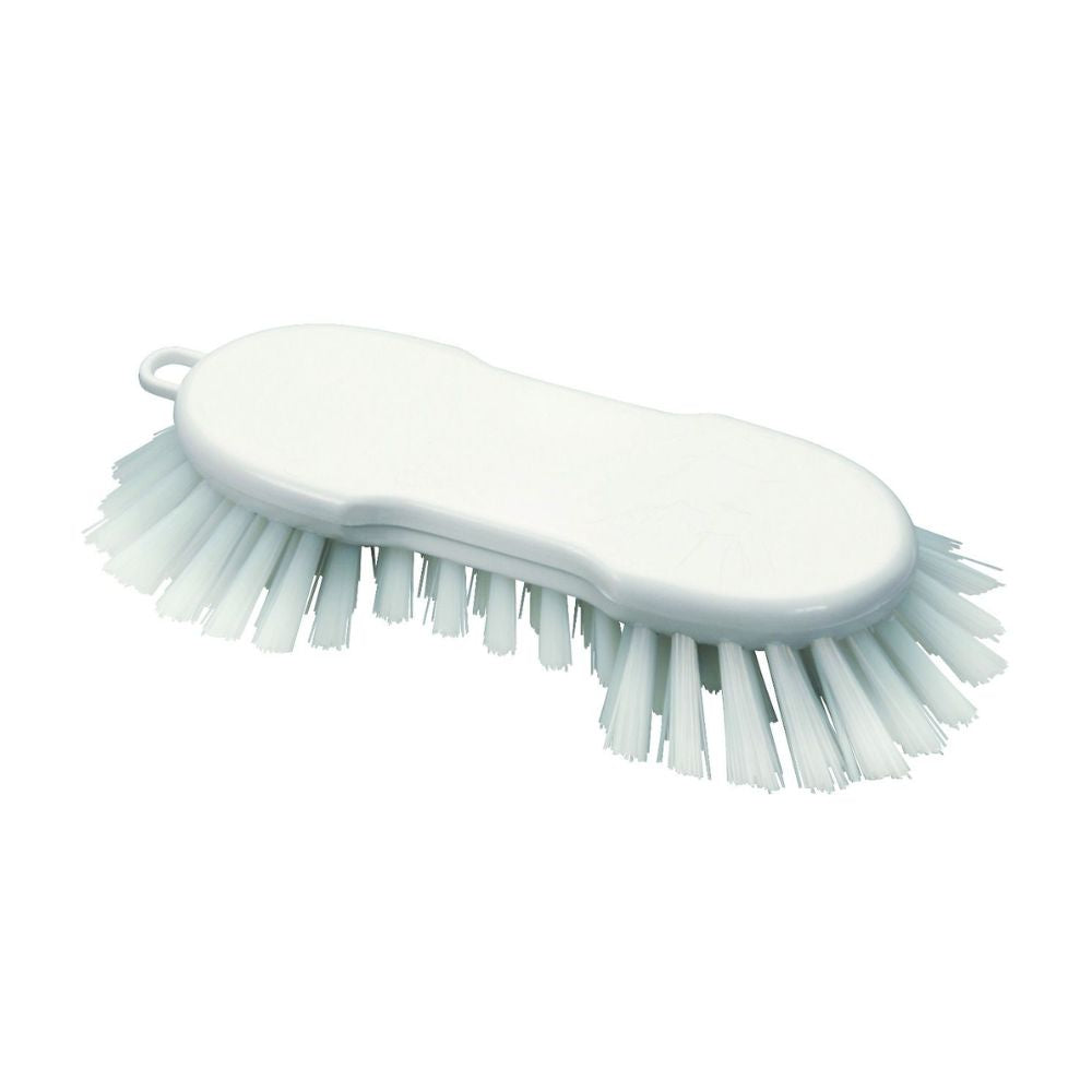La brosse de lavage Haug PBT blanche de Haug Bürsten KG dispose de fibres PBT rigides et d'une poignée ergonomique, idéale pour un nettoyage efficace des surfaces. Dimensions : 225 x 72 x 55 mm.