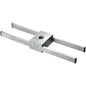 Support de rail Novocal rectangulaire en acier inoxydable avec deux barres parallèles et écrou central, incluant perçage et vis, pour la fixation réglable d'un support de perfusion à tube rond de 25 mm (paquet de 1).