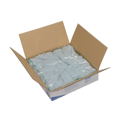 Une boîte ouverte de chiffons de polissage en microfibre Kimtech® de Kimberly-Clark GmbH (39,00 x 39,00 cm) montre des chiffons bleu clair soigneusement pliés - idéal pour un nettoyage sans traces dans l'entretien automobile, avec des rabats ouverts et un contenu bien visible.