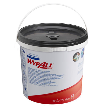 Un seau distributeur de lingettes WypAll® vert de Kimberly-Clark GmbH contient 90 lingettes en non-tissé ; vendu en 6 seaux x 90 lingettes par carton.