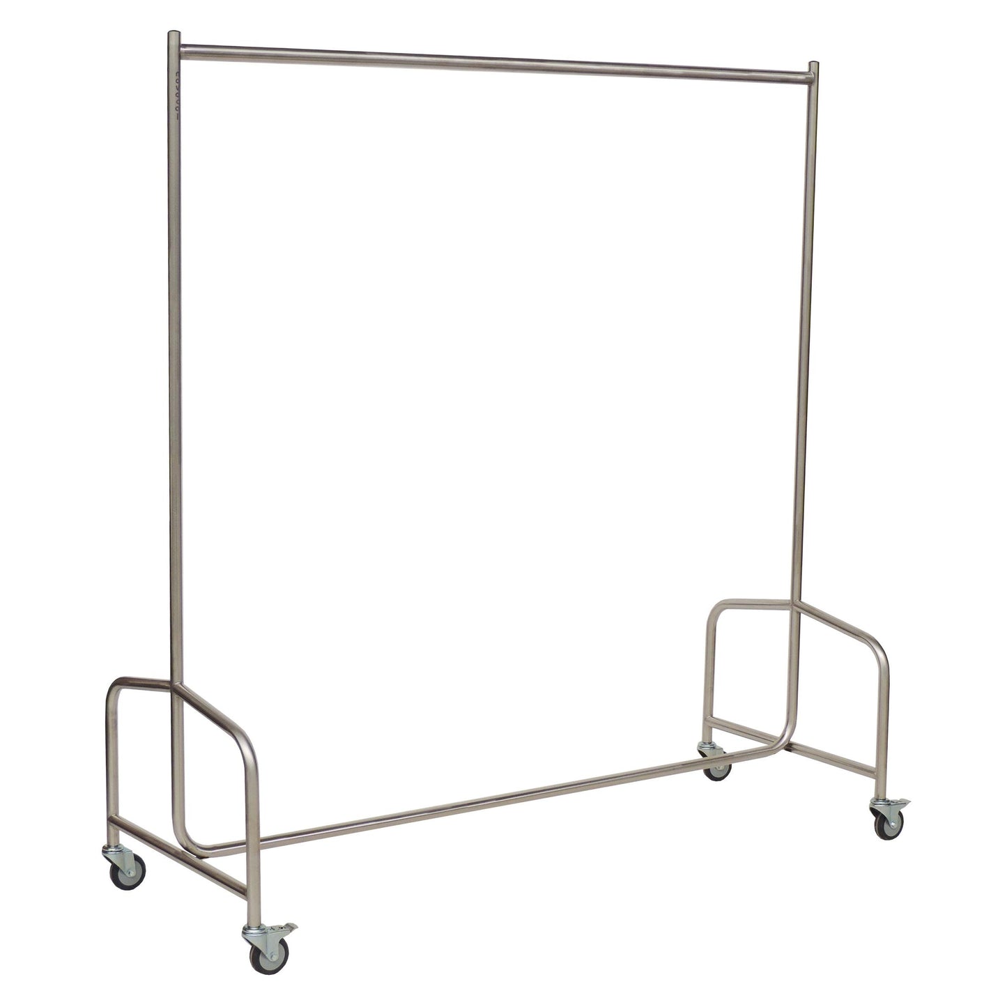 Le porte-manteau Novocal dispose d'un cadre en acier inoxydable entièrement soudé avec quatre roues et offre un rangement pour vêtements stable et simple sans pièces supplémentaires ou décorations.