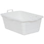 La baignoire en plastique Novocal en blanc avec une capacité de 90 litres (750 x 490 x 310 mm) et deux poignées est idéale pour un stockage polyvalent. L'image montre la baignoire (1 pièce) sur un fond blanc.