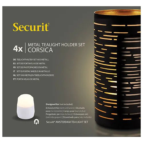 Papstar Bougeoir Securit® Ø 8 cm x 15 cm noir/or