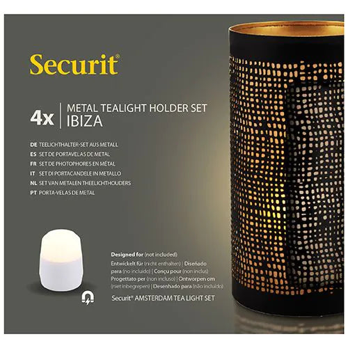 Papstar Bougeoir Securit® Ø 8 cm x 15 cm noir/or