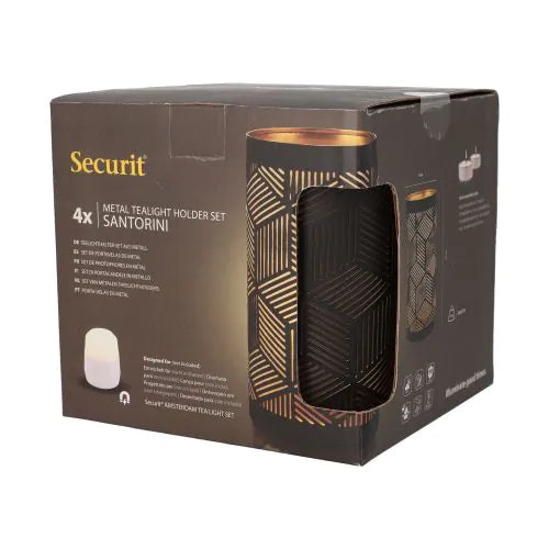 Papstar Bougeoir Securit® Ø 8 cm x 15 cm noir/or
