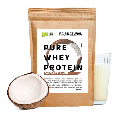 Poudre de protéine de lactosérum biologique, noix de coco