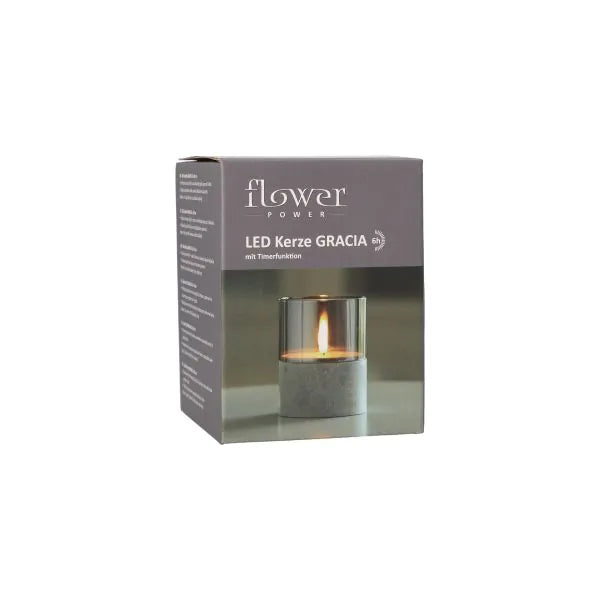 Papstar Bougie LED Securit® Ø 8 cm grise "Gracia"