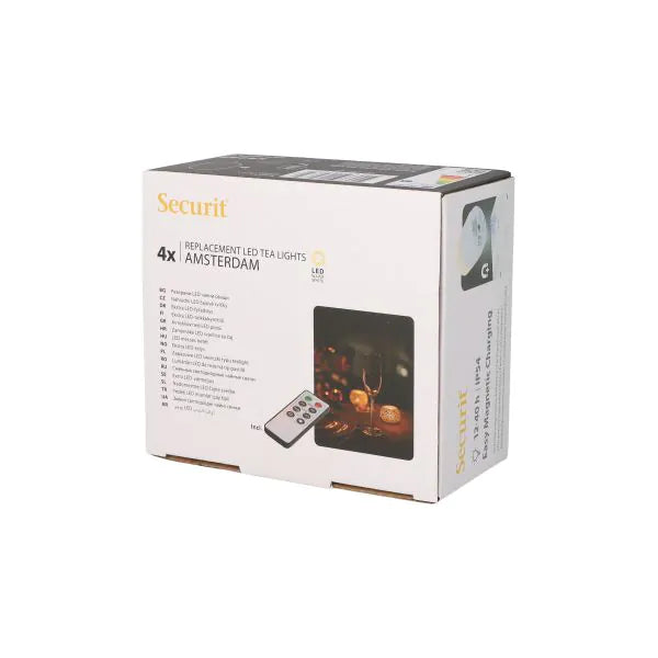 Papstar Recharge Securit® 4 bougies chauffe-plat LED Ø 4 cm x 5 cm "Amsterdam" durée d'éclairage 12-40 heures