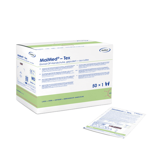 Gants chirurgicaux en latex stériles et légèrement poudrés MaiMed-Tex 50 paires/boîte