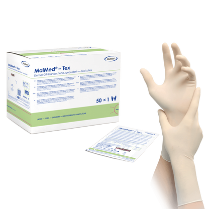 Gants chirurgicaux en latex stériles et légèrement poudrés MaiMed-Tex 50 paires/boîte