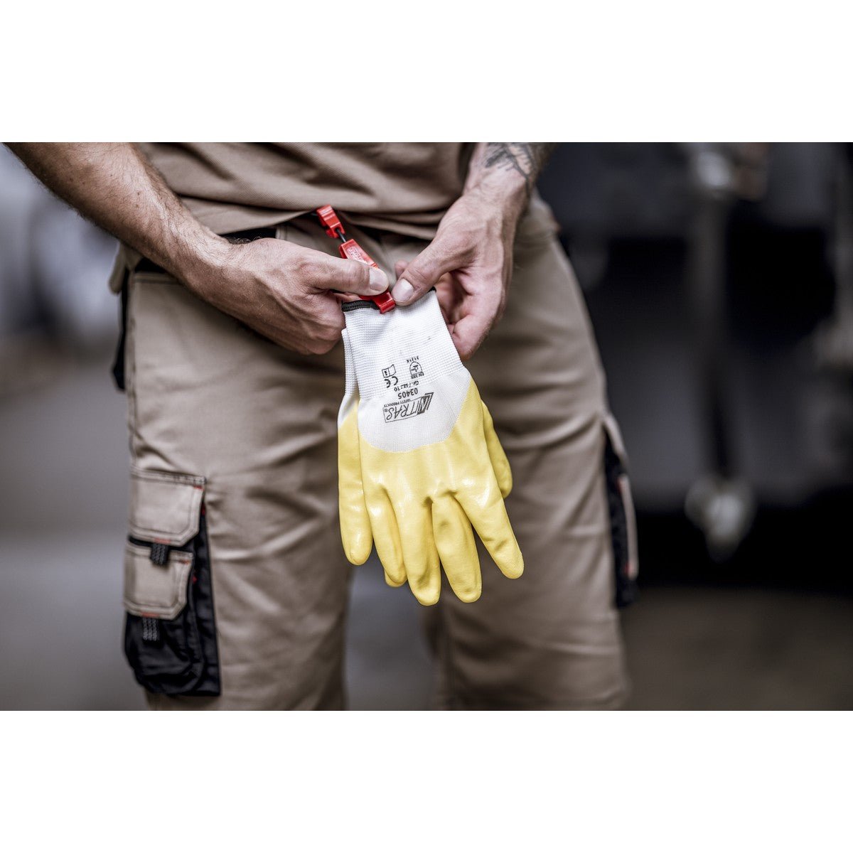Gants nitrile NITRAS, blanc / jaune