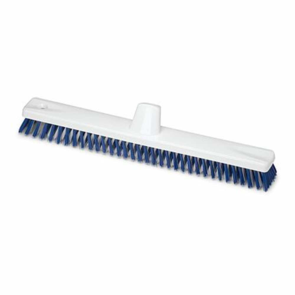 La brosse à grande surface Nölle Profi Brush HACCP 45 cm de Nölle Profi Brush Bürsten- & Pinseltechnik e.K. est un balai avec un corps en plastique blanc et des poils en polyester PBT bleu. Il a une forme rectangulaire avec un trou de fixation central pour une répartition uniforme des poils et un nettoyage efficace.