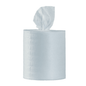Un rouleau de lingettes désinfectantes humides Optimum11 BestWipes avec une feuille individuelle partiellement déroulée par le haut repose élégamment sur un fond blanc simple. La couleur blanche immaculée souligne la pureté et la propreté, ce qui en fait le choix idéal pour maintenir l'hygiène.