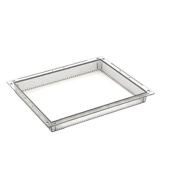 Le module PC Novocal transparent et divisible (400 x 300 x 50 mm) avec des trous répartis uniformément et des butées de retrait fournies est idéal pour une utilisation dans un conteneur en polycarbonate ou avec une boîte de rangement divisible.