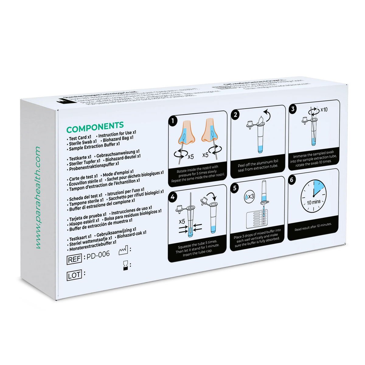 Ensemble de tests rapides 12 en 1 pour détecter les antigènes (COVID-19, grippe A/B, streptocoques, légionelles et autres) | Pack (1 essai)