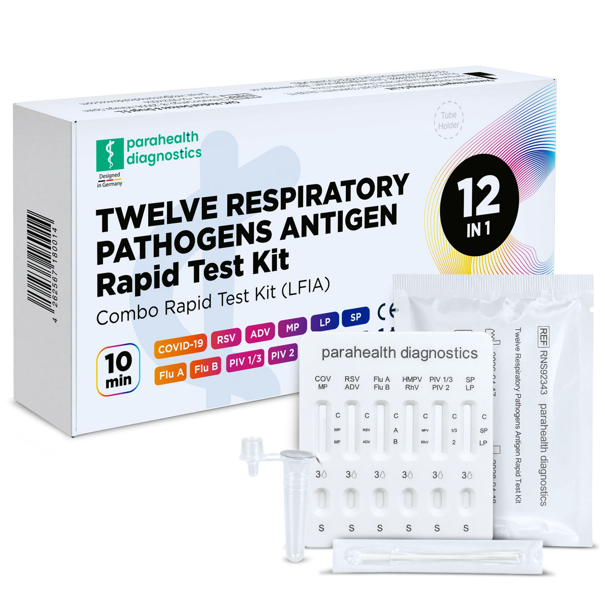 Ensemble de tests rapides 12 en 1 pour détecter les antigènes (COVID-19, grippe A/B, streptocoques, légionelles et autres) | Pack (1 essai)