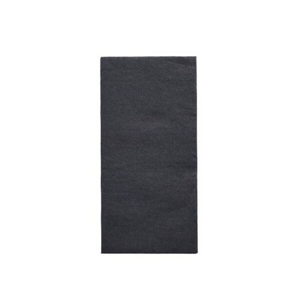 Une serviette rectangulaire unique, de couleur gris foncé, de la collection de serviettes PAPSTAR « DAILY Collection » (1/8 pli, 32 cm x 32 cm) de PAPSTAR GmbH est pliée dans le sens de la longueur, incarne un confort durable et repose sur un fond blanc simple. Cette touche élégante apporte un charme discret à toute décoration de table.