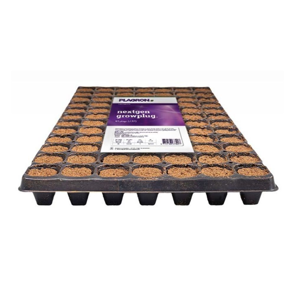 La Plagron NextGen Growplug de Bertels B.V. dispose de 84 compartiments remplis de terre, enrichis avec des fibres de coco pour une meilleure formation des racines. Il a un design en grille, idéal pour la plantation, et est doté d'une étiquette d'information produit accrocheuse sur la surface.