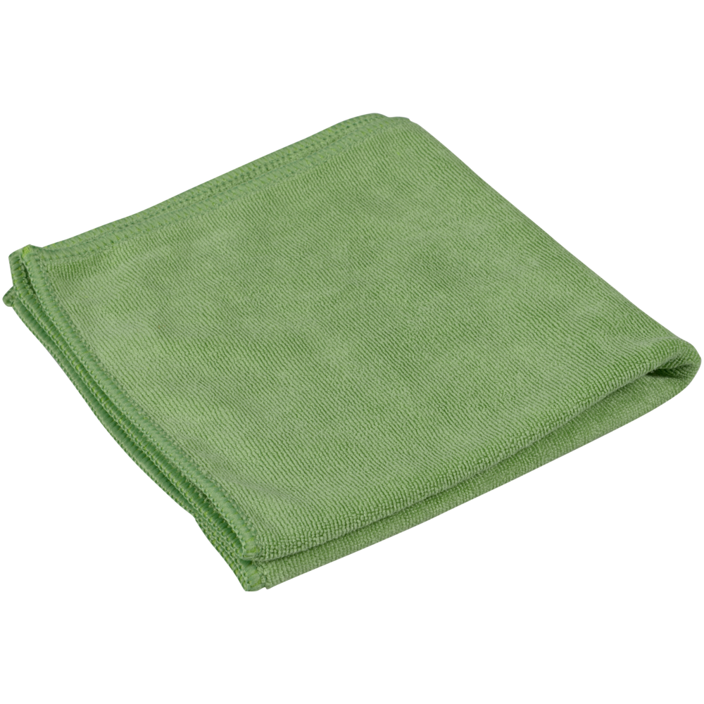 Un chiffon en microfibre vert plié ENA Platin (32x32 cm) d'Abena Re-Seller GmbH est présenté devant un fond blanc simple.
