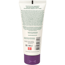 Un tube blanc de lotion corporelle Bambo Nature (100 ml, sans colorant ni parfum) de Abena Re-Seller GmbH avec des informations sur les peaux sensibles, des indications hypoallergéniques, des instructions d'utilisation, des ingrédients, des certifications, un code-barres et un site web sur l'étiquette arrière. Paquet : 6 pièces.