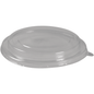 Le couvercle RPET transparent pour bol (ø 18,7 cm) de Abena Re-Seller GmbH repose à plat sur un fond blanc ; il possède un centre légèrement surélevé et une languette pour le retirer sur un bord. Paquet de 50 pièces.