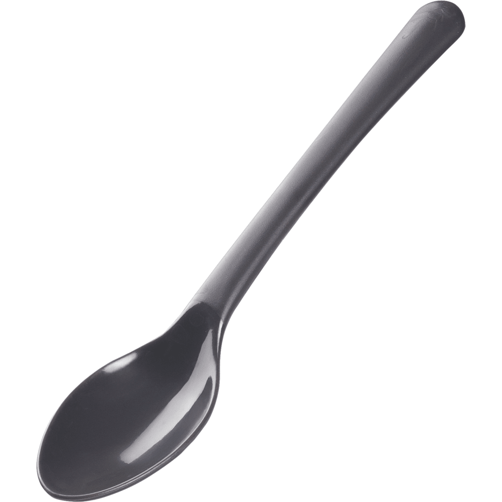 La cuillère à thé réutilisable, 14 cm, noire, PP de Abena Re-Seller GmbH (paquet de 100 pièces) est une cuillère à thé noire réutilisable en polypropylène avec un long manche - un choix écologique pour un usage quotidien.