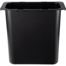 Le conteneur à déchets Abena Re-Seller GmbH 10,2 l pour Sækko Boy (1 pièce), un simple seau en plastique noir rectangulaire avec un large bord et des côtés biseautés, est idéal pour la cuisine et est montré sur un fond blanc.