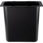 Le conteneur à déchets Abena Re-Seller GmbH 10,2 l pour Sækko Boy (1 pièce), un simple seau en plastique noir rectangulaire avec un large bord et des côtés biseautés, est idéal pour la cuisine et est montré sur un fond blanc.