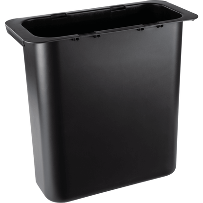 Le conteneur à déchets Abena Re-Seller GmbH 10,2 l, pour Sækko Boy (1 pièce) est un simple seau en plastique noir rectangulaire avec un large bord et sans couvercle, idéal pour une utilisation dans la cuisine et le bureau. Illustré sur un fond blanc.