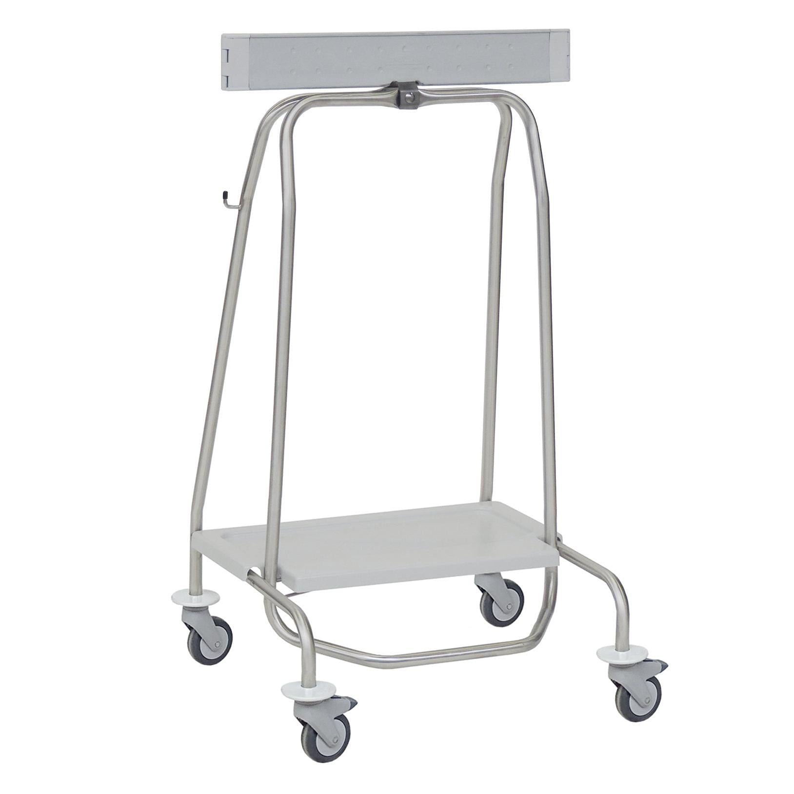 Der Novocal Edelstahl-Abfallsammler "Genius" verfügt über einen Metallrohrrahmen, vier Lenkrollen, eine rechteckige Bodenplatte und eine obere Metallstange für eine dauerhafte Konstruktion und hygienische Abfallentsorgung. Marke: Novocal.