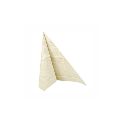Les serviettes PAPSTAR GmbH 20 "ROYAL Collection" 1/4 pliage (40 x 40 cm) en crème avec un design de bord élégant sont parfaites pour la décoration de table exigeante et la décoration de table élégante.