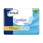 L'image montre un paquet de protections pour incontinence TENA Comfort Mini Extra dans un emballage bleu avec le texte « TENA » et « Comfort Mini ». Elle met en avant le noyau absorbant Dry Fast Core pour une absorption améliorée, ainsi que des symboles indiquant qu'il a été testé dermatologiquement et conçu pour un contrôle efficace des odeurs. Le produit est de TENA par Essity Germany GmbH et est livré dans un paquet de 30 pièces.