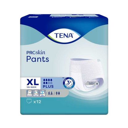 Les culottes d'incontinence TENA Proskin Pants Plus en taille XL (120-160 cm) disposent d'une triple capacité d'absorption, ce qui les rend parfaites pour les personnes de grande taille. Ce pack de 12 contient une technologie de réduction de l'humidité avec une couche FeelDry qui garantit que ces culottes d'incontinence offrent un confort et une sécheresse exceptionnels.