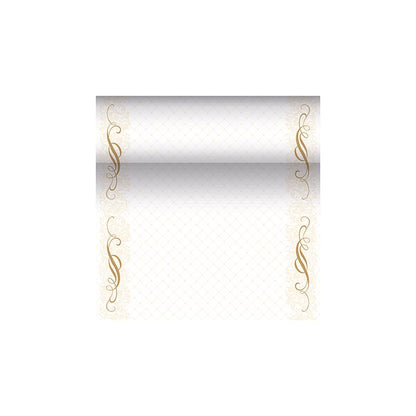 Un modèle de certificat décoratif de la PAPSTAR « ROYAL Collection » met en valeur un fond dégradé avec des bordures dorées ornées de motifs floraux tourbillonnants élégants. La zone centrale est laissée libre pour le texte ou la personnalisation, et dégage une touche sophistiquée rappelant les designs des chemins de table PAPSTAR en tissu PV-Tissue Mix.