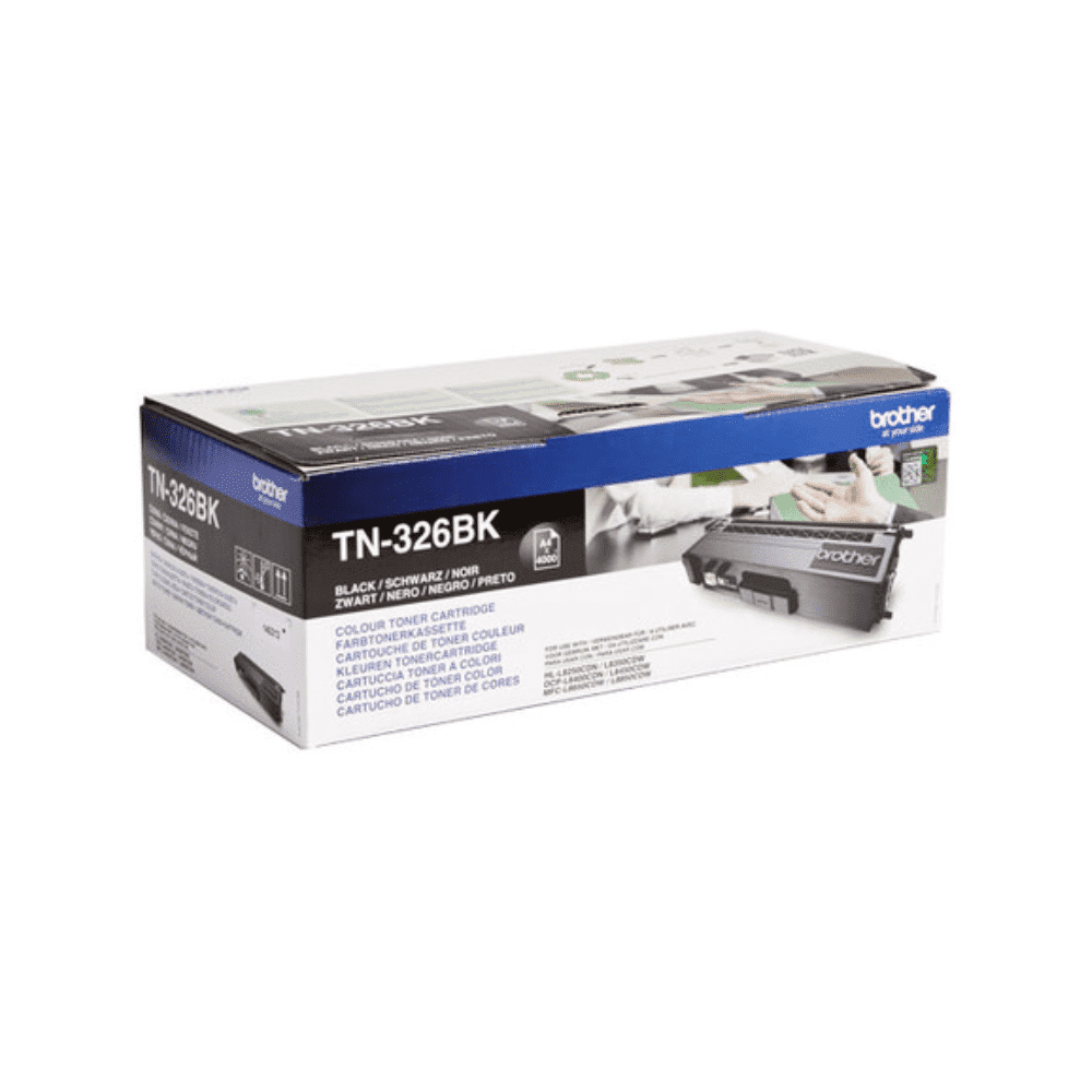 Une boîte de cartouches de toner Brother pour Brother HL-L8250/MFC-L8600, sur laquelle le produit et les modèles d'imprimantes compatibles comme HL-L8250/MFC-L8600 sont clairement visibles. L'emballage est principalement blanc avec des accents bleus et noirs.