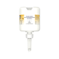 Un distributeur de lotion pour les mains Tork 420202 en blanc avec une buse transparente et l'inscription « Désinfection des mains hydratante sensible » en petites lettres offre un design minimaliste, axé sur la distribution de lotion hydratante, parfait pour le soin des peaux sensibles.